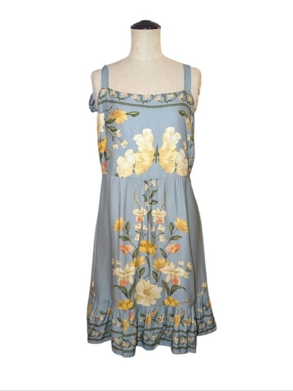 NEW FARM Rio Blue Mini Dress Butterfly Flower Floral Size Medium